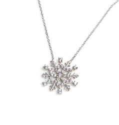 925 Sterling Silver Frozen Snowflake Pendant Necklace - 3