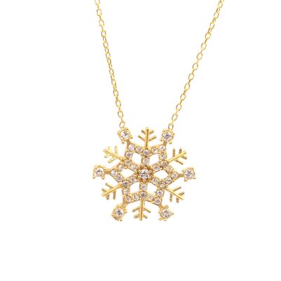 925 Sterling Silver Frozen Snowflake Pendant Necklace - 4
