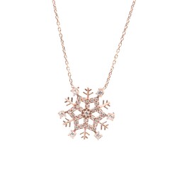 925 Sterling Silver Frozen Snowflake Pendant Necklace - 7