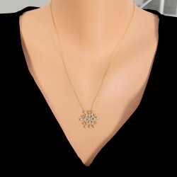 925 Sterling Silver Frozen Snowflake Pendant Necklace - Nusrettaki