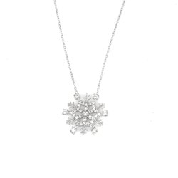 925 Sterling Silver Frozen Snowflake Pendant Necklace - 5
