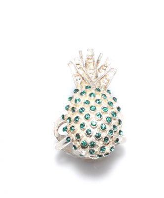 925 Sterling Silver Green Stone Pineapple Ring - 1