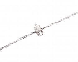 925 Sterling Silver Hamsa Bracelet with White Cubic Zirconia - Nusrettaki