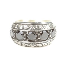 925 Sterling Silver Handcarved 5's Spinel Stone Man Ring - Nusrettaki (1)
