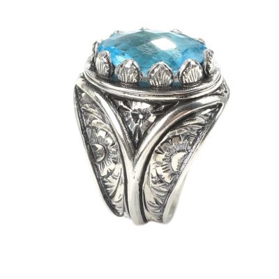 925 Sterling Silver Handcarved Oyster Shell Design Man Ring - 5
