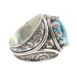 925 Sterling Silver Handcarved Oyster Shell Design Man Ring - 6