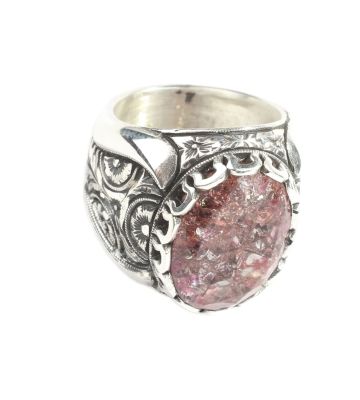 925 Sterling Silver Handcarved Rose Carved Crystallized Sultannite Stone Man Ring - 3
