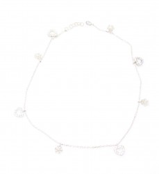 925 Sterling Silver Heart and snowflake models Anklet - Nusrettaki