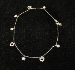 925 Sterling Silver Heart and Star Anklet - 3