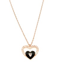 925 Sterling Silver Heart in Heart & Lock Necklace with White CZ - 4