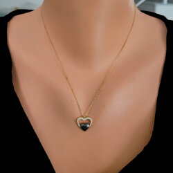 925 Sterling Silver Heart in Heart & Lock Necklace with White CZ - 5