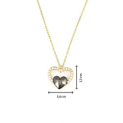 925 Sterling Silver Heart in Heart & Lock Necklace with White CZ - 3