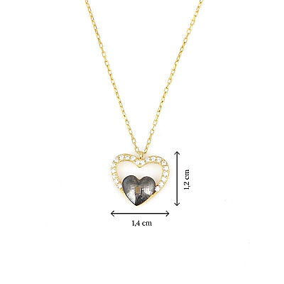 925 Sterling Silver Heart in Heart & Lock Necklace with White CZ - 3