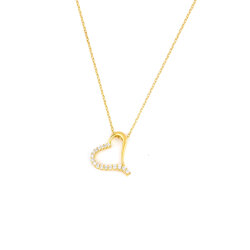 925 Sterling Silver Heart Necklace with White Cz - 5