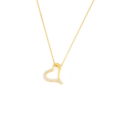 925 Sterling Silver Heart Necklace with White Cz - 5