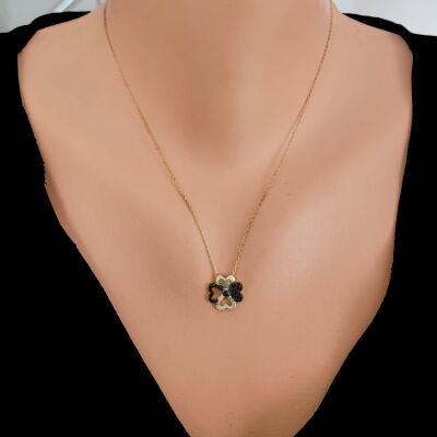 925 Sterling Silver Hearts Clover Necklace - 5