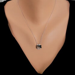 925 Sterling Silver Hearts Clover Necklace - 3