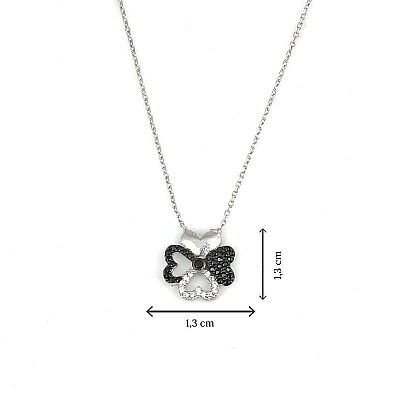 925 Sterling Silver Hearts Clover Necklace - 3