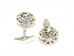 925 Sterling Silver Hem-stitch Cufflink - 1