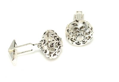 925 Sterling Silver Hem-stitch Cufflink - 2