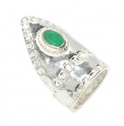 925 Sterling Silver Jade Stone Archer Ring - 1
