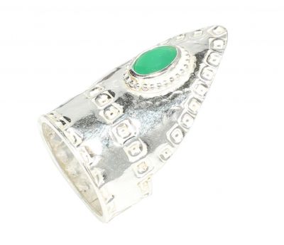 925 Sterling Silver Jade Stone Archer Ring - 2