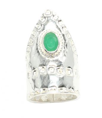 925 Sterling Silver Jade Stone Archer Ring - 4