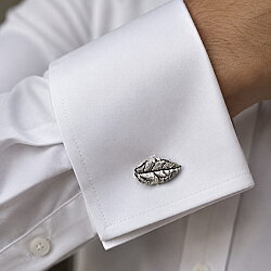 925 Sterling Silver Leaf Model Cufflink - Nusrettaki