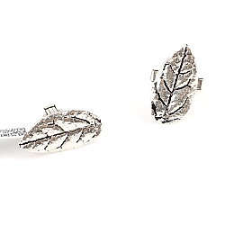 925 Sterling Silver Leaf Model Cufflink - 3