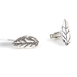 925 Sterling Silver Leaf Model Cufflink - Nusrettaki (1)