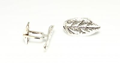 925 Sterling Silver Leaf Model Cufflink - 1