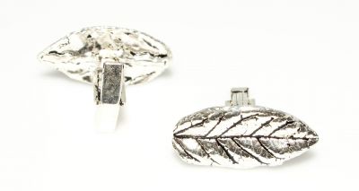 925 Sterling Silver Leaf patterned cufflink - 1