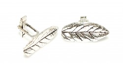 925 Sterling Silver Leaf patterned cufflink - Nusrettaki (1)