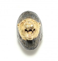 925 Sterling Silver Lion Head Men's Ring - Nusrettaki
