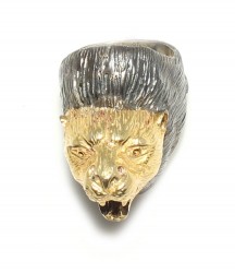925 Sterling Silver Lion Head Men's Ring - 2
