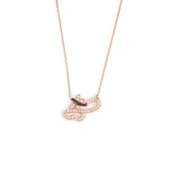 925 Sterling Silver Love Butterfly Necklace, Rose Gold Plated - Nusrettaki