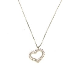 925 Sterling Silver Love Heart Design Necklace - 8