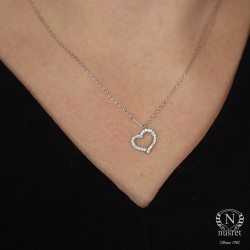 925 Sterling Silver Love Heart Design Necklace - 5