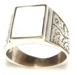 925 Sterling Silver Men Ring With Mother of Pearl - Nusrettaki (1)