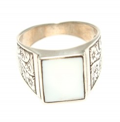 925 Sterling Silver Men Ring With Mother of Pearl - 4