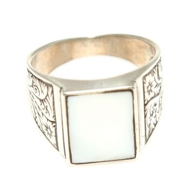 925 Sterling Silver Men Ring With Mother of Pearl - 4