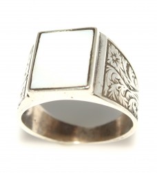 925 Sterling Silver Men Ring With Mother of Pearl - 3