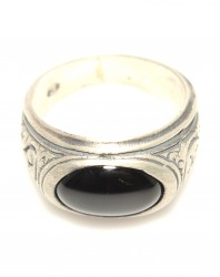 925 Sterling Silver Men Ring With Onyx - 3