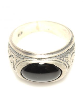 925 Sterling Silver Men Ring With Onyx - 3