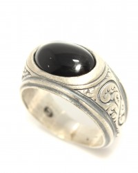 925 Sterling Silver Men Ring With Onyx - 2