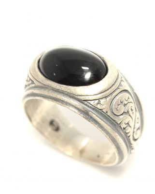 925 Sterling Silver Men Ring With Onyx - 2