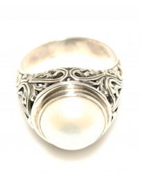 925 Sterling Silver Men Ring With Pearl - 6