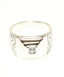 925 Sterling Silver Men's Ring with Zirconium - 2