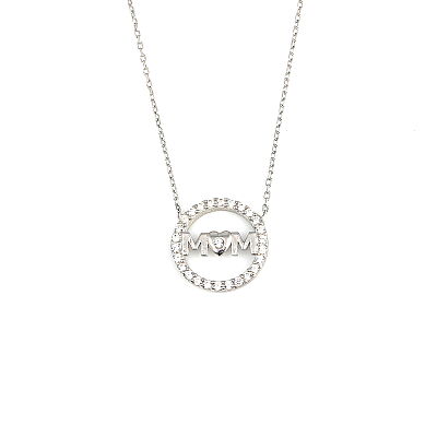 925 Sterling Silver Mom Written Necklace - 2