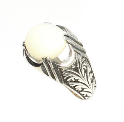 925 Sterling Silver Mother Of Pearl Stone Men Ring - 3